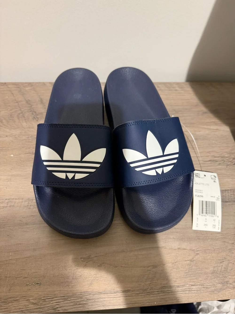 Adidas Navy Blue Trefoil Slide Sandals